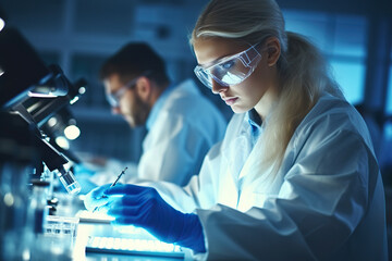 Lab Discovery Dedicated Researcher Conducting Medical Tests in Laboratory. created with Generative AI