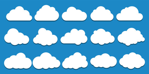 Set cloud in a flat design. White cloud collection