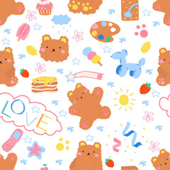 teddy bear seamless pattern