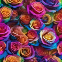 A garden of rainbow-colored roses, each petal radiating a different hue of the spectrum4