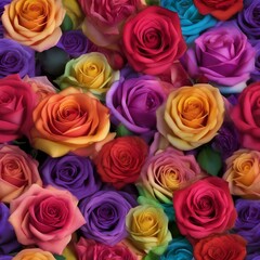 A garden of rainbow-colored roses, each petal radiating a different hue of the spectrum3
