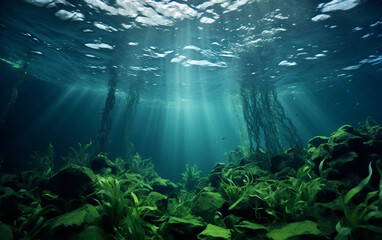 Fototapeta na wymiar underwater scene with sun rays ,ai generated ,ai ,generated ai