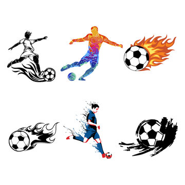 soccer ball and football