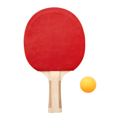Ping pong bat with orange ball.