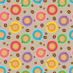 Coffee cups seamless vector pattern design