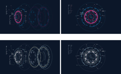 Vector editable, Sci-fi Futuristic UI FUI abstract circular element design