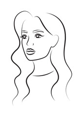 line art beautiful woman portrait, simple minimalist vector illustration, isolated abstract girl, female face contour, beauty and hair salon concept 