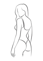 line art beautiful woman portrait, simple minimalist vector illustration, isolated abstract girl, female body contour, beauty and spa salon concept