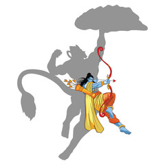 Lord Rama and Hanuman - obrazy, fototapety, plakaty
