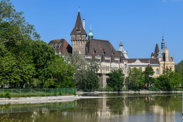 Fototapeta premium view at Vajdahunyad castle on Budapest in Hungary