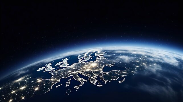 Europe at night from space city lights elements from