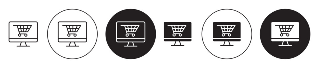 eCommerce vector icon set in black color. Suitable for apps and website UI designs
