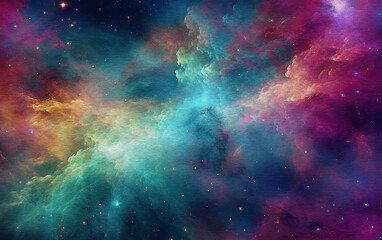 Obraz premium Colorful galaxy painting with stars and clouds