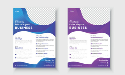 Professional business flyer design template, corporate poster leaflet design annual report cover in A4 size with modern layout.