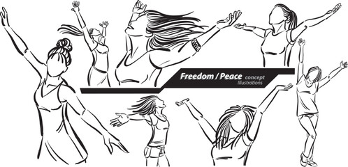 freedom concept peace doodle design drawing vector illustration