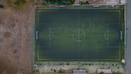 Unkempt football field seen from above