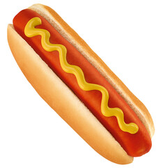 cachorro-quente com mostarda amarela isolado em fundo transparente - hot-dog com molho de mostarda 