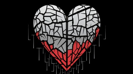 Abstract cracked and broken heart symbolises a past love