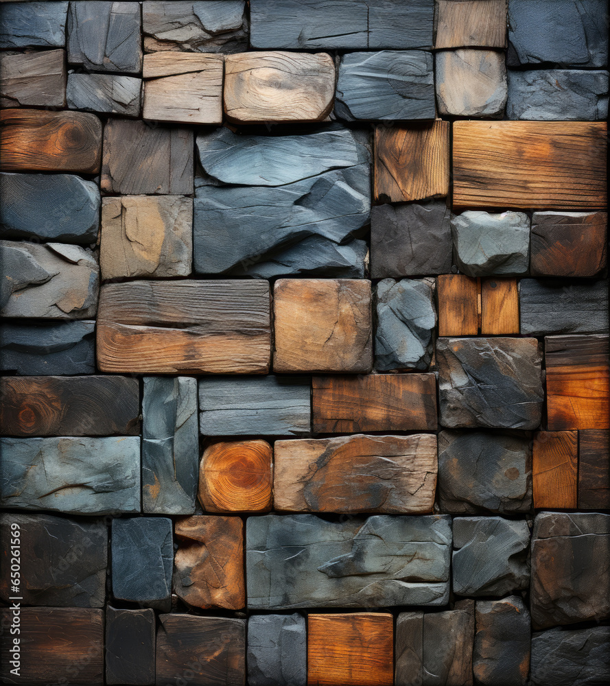 Poster wooden pattern with blocks