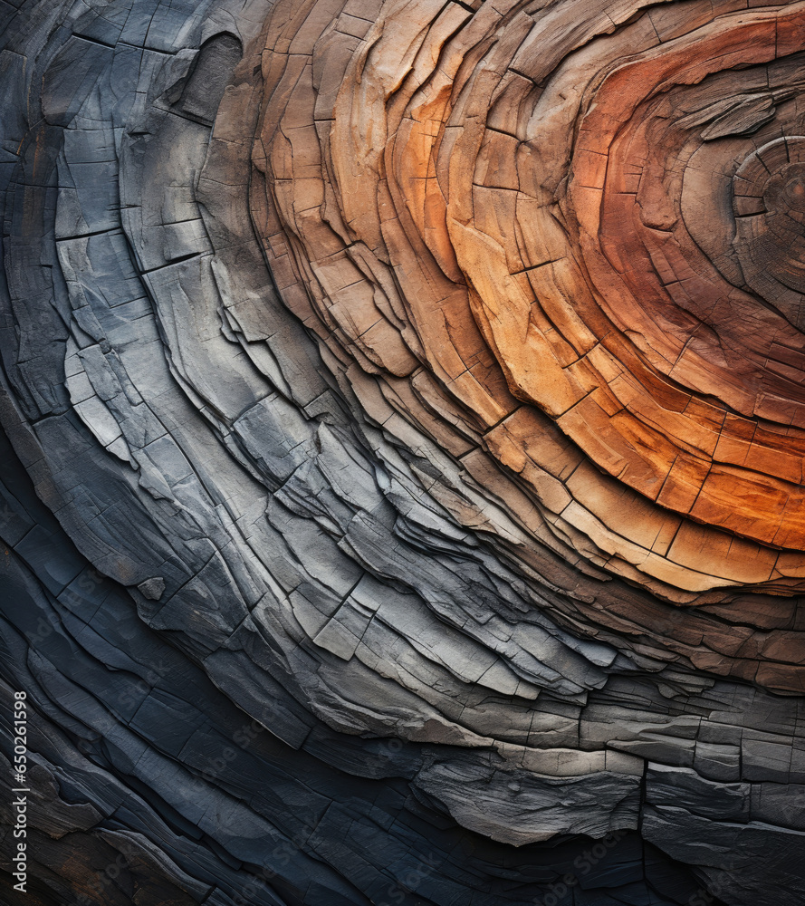 Poster wooden round pattern with layered abstract forms