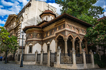Fototapeta na wymiar The Church of the Stavropoleos Monastery in Bucharest, Romania