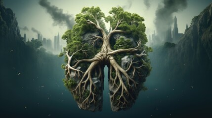 The lungs of the planet, concept for saving the earth and the environment. - obrazy, fototapety, plakaty