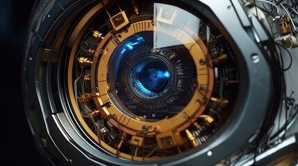 Close-up shot of futuristic eye technology