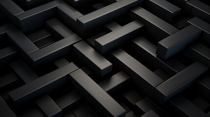 Intricate geometry pulses: A 3D-rendered marvel in profound black. Forms entwine, weaving a tapestry of shadow and shape.