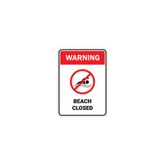 Beach closed warning sign vector graphics