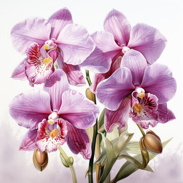 watercolor Orchid clipart, Generative Ai