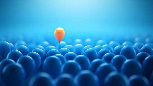 This image captures the concept of unique talent and standing out, featuring one balloon that stands out from the rest. The balloon is distinct, symbolizing individuality and uniqueness.