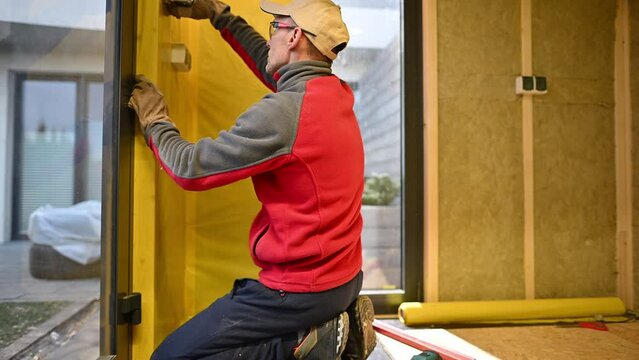 Mineral Wools Building Walls Insulation. Construction Industry Theme.