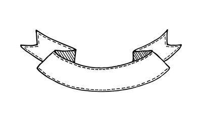 Handdrawn banner scroll symbol, hand painted with thin line. Png clipart isolated on transparent...