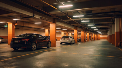 Obraz premium A modern basement parking area