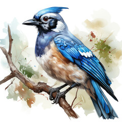 watercolor Blue Jay clipart, Generative Ai