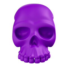 Halloween skull head on transparent background in 3D Illustration