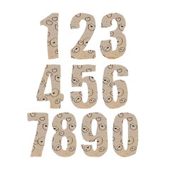 Numbers beige hand drawn a watercolor illustration