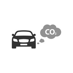 Car icon with CO2 symbol. Air pollution icon
