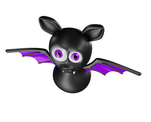 Halloween bat on transparent background in 3D Cartoon Illustration