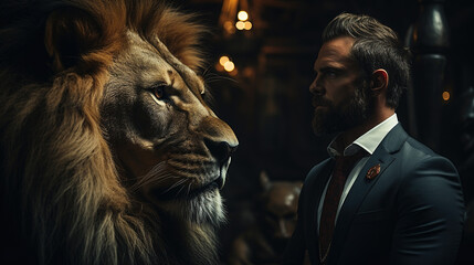 The lion and the businessman. Business leadership concepts