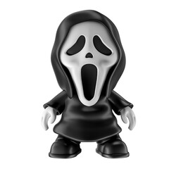 Ghost with skull face on transparent background in 3D Illustration