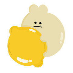 Cute rabbit holding lemon png