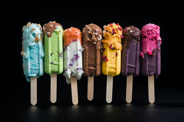 Ice creams of different colors and flavors