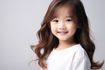 Portrait of a happy young Asian girl with a bright smile on her face, radiating joy and happiness. generative ai