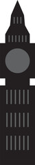 Simple monochromatic flat drawing of the English historical landmark monument of the BIG BEN, LONDON