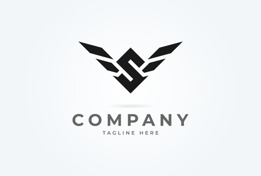 Initial VS or SV Wing logo. Modern letter V and S forming wing. Flat Design Logo Template. vector illustration