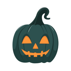 Blue Halloween smiling pumpkin. Template for autumn decorative design. Cartoon flat style