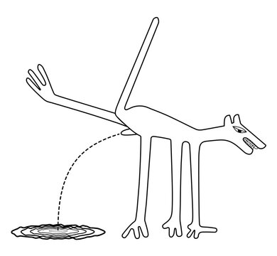 Peeing dog - territorial marking - paraphrase of the famous geoglyph from Nazca