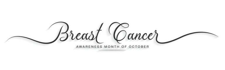 Breast Cancer Awareness Typography. Hand drawn modern vector calligraphy. Simple inscription with swashes, wavy lettering text. Awareness Month of October Banner Template and Social Media Cover
