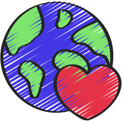 Love Heart With Earth Icon